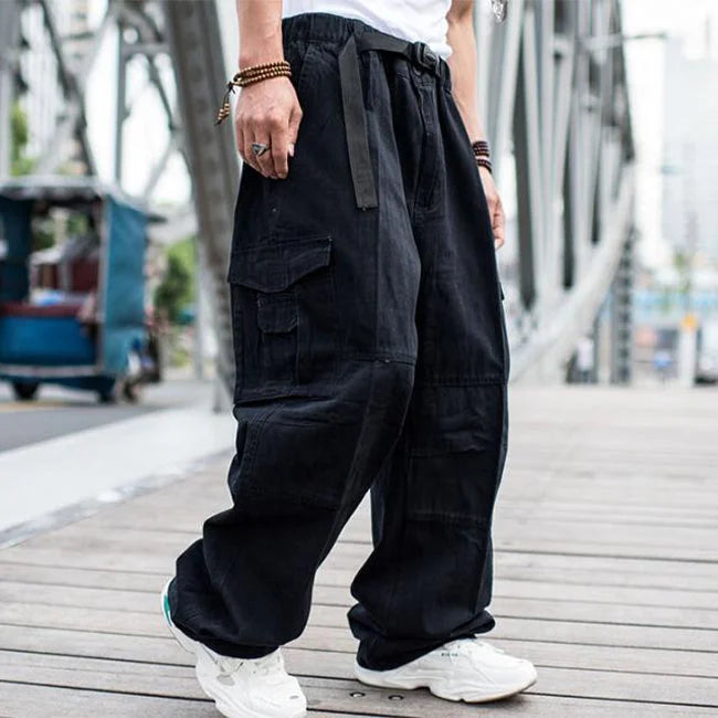 Plus Size Pantalon Cargo Homme Solide Mode Décontractée Pantalon D