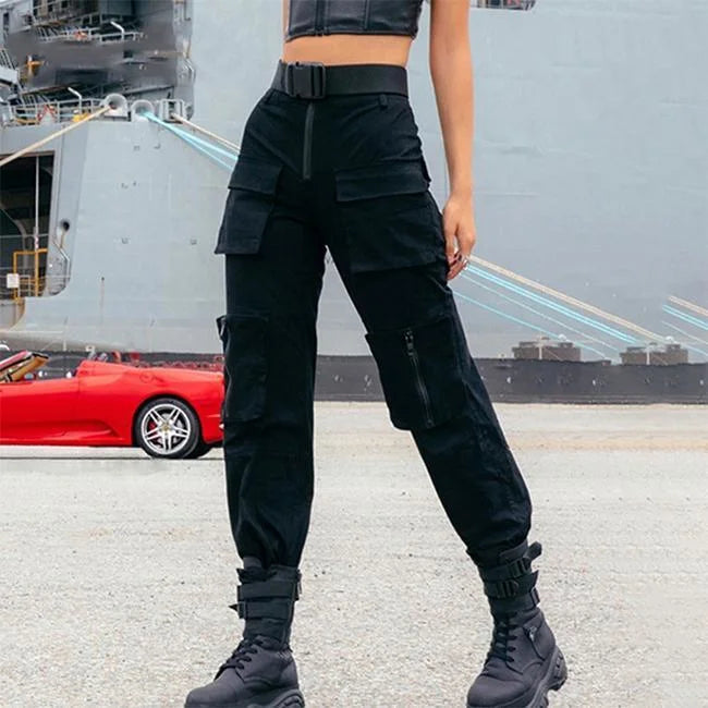 Pantalon Cargo Noir Ceinture Cargo Styles
