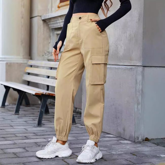 PANTALON CARGO FEMME JOGGER TAILLE HAUTE