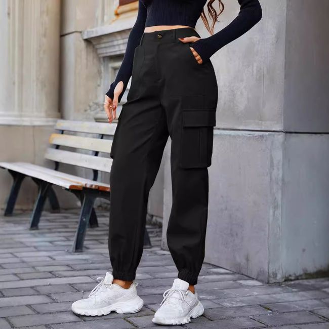 PANTALON CARGO FEMME JOGGER TAILLE HAUTE