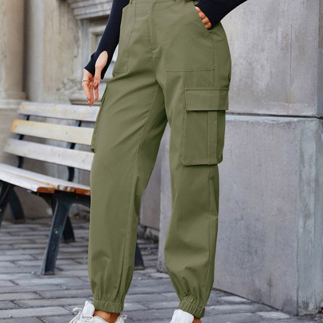 PANTALON CARGO FEMME JOGGER TAILLE HAUTE