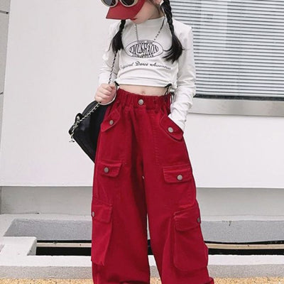 PANTALON CARGO FILLE DÉCONTRACTÉE LARGE