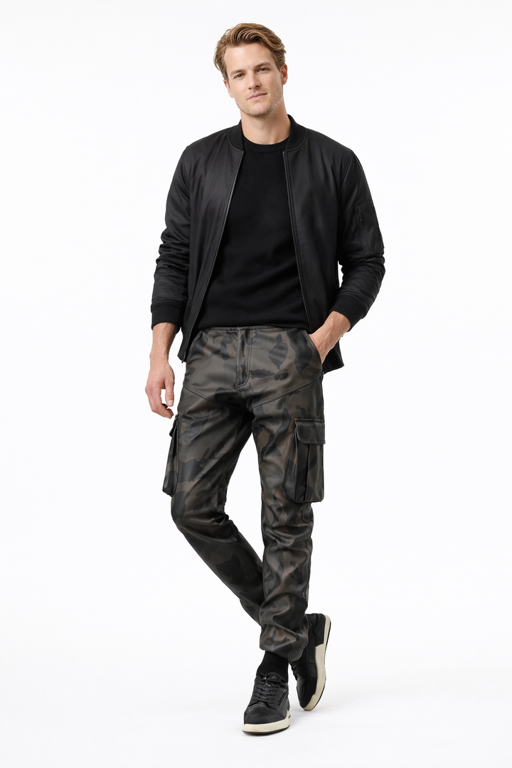 PANTALON CARGO HOMME MILITAIRE SMILI CUIR
