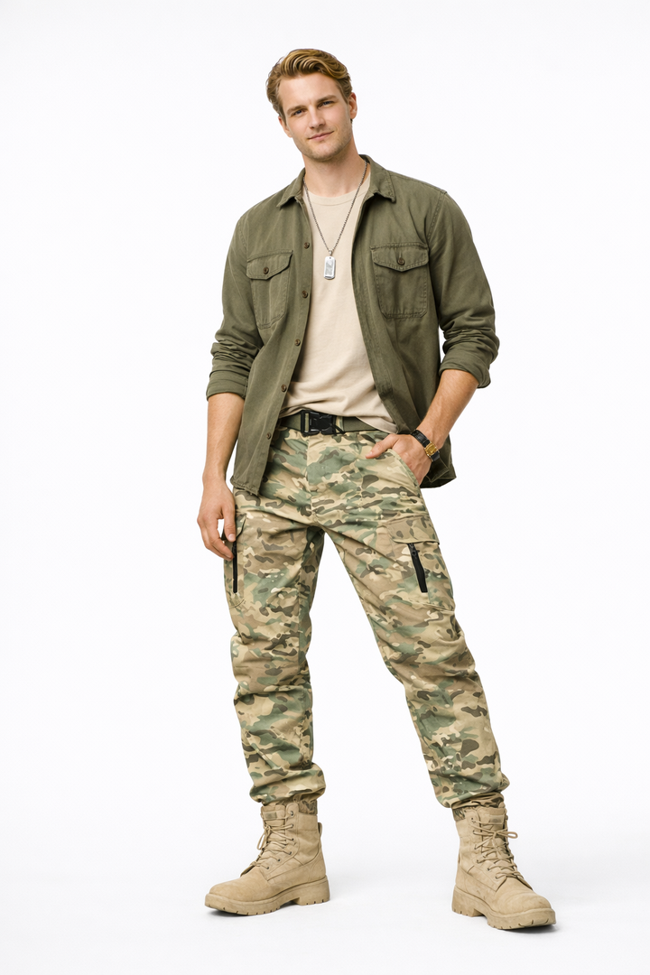 PANTALON CARGO HOMME KAKI MILITAIRE TACTIQUE