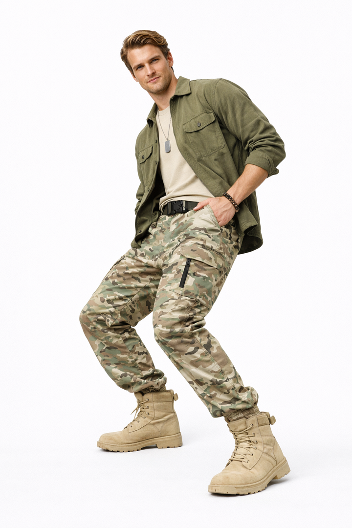 PANTALON CARGO HOMME KAKI MILITAIRE TACTIQUE