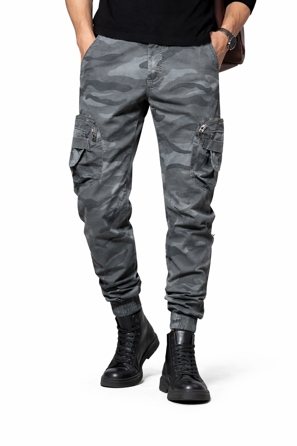 PANTALON CARGO HOMME MILITAIRE GRIS