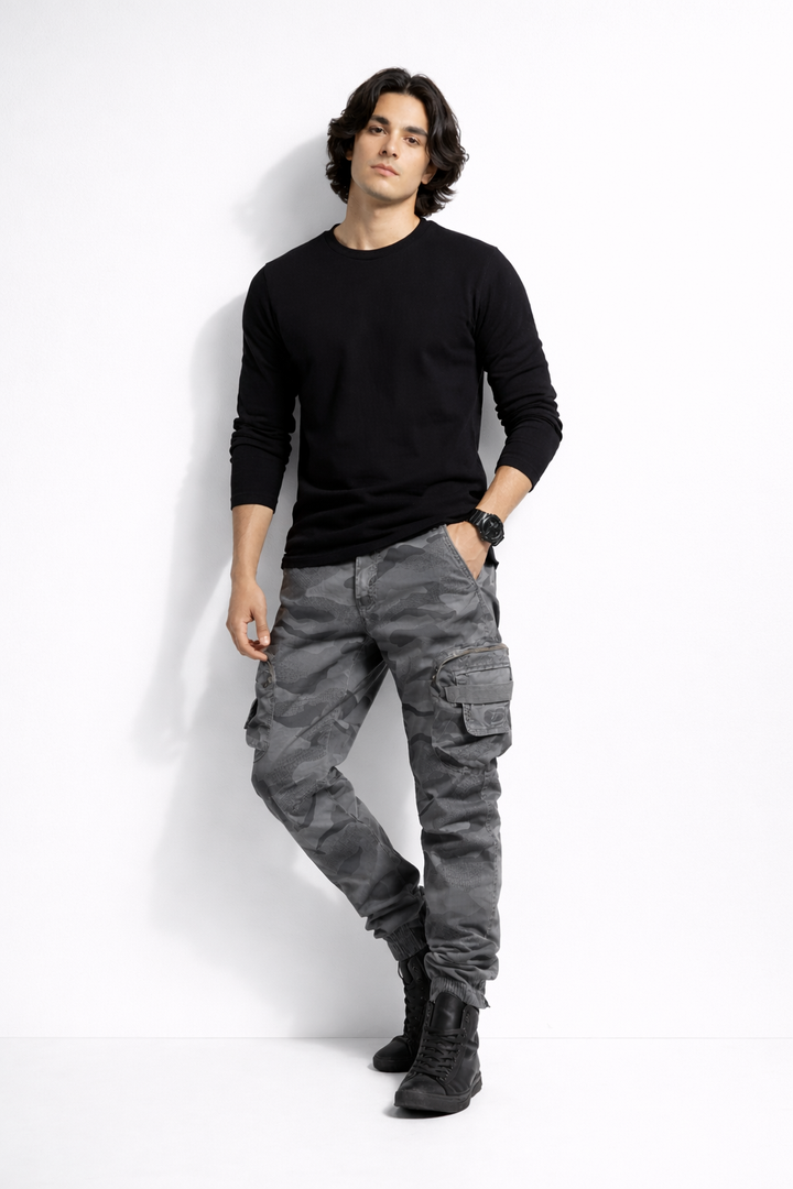 PANTALON CARGO HOMME MILITAIRE GRIS