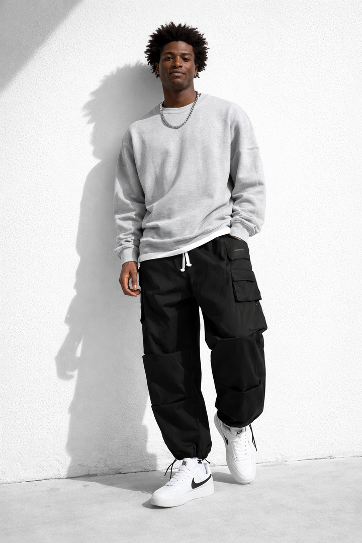 PANTALON CARGO HOMME BAGGY NOIR