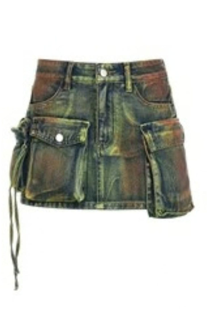 MINI JUPE CARGO EN JEAN