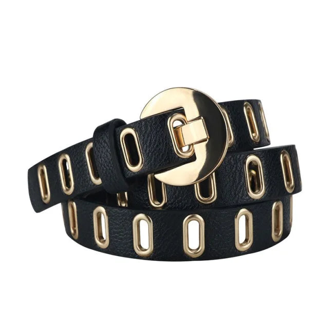 CEINTURE DORÉE EN CUIR