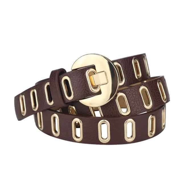 CEINTURE DORÉE EN CUIR