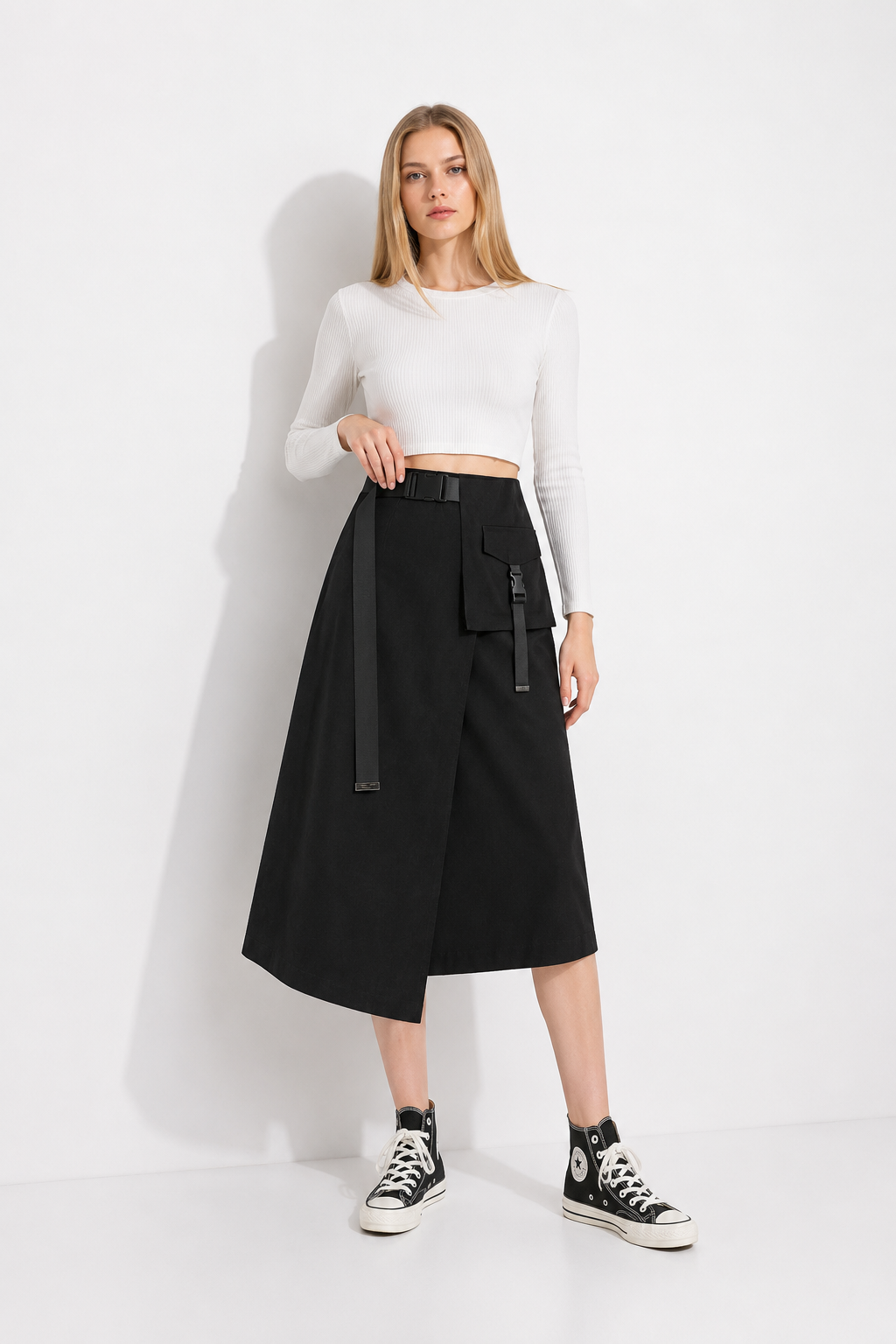 JUPE CARGO LONGUE MONO-POCHE