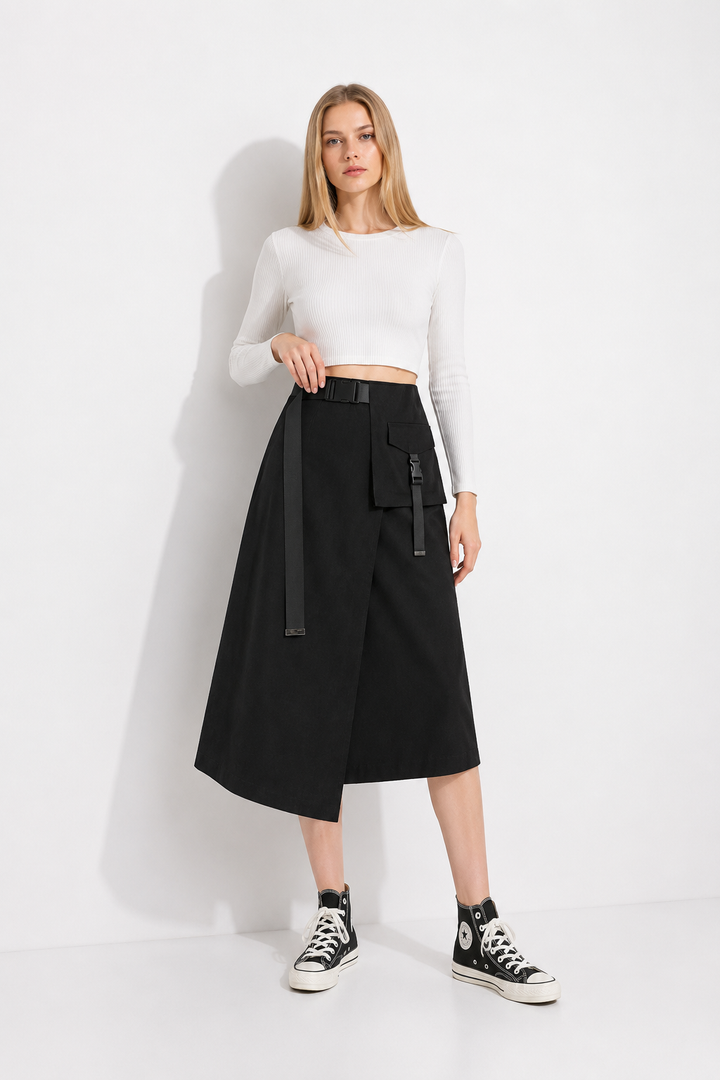 JUPE CARGO LONGUE MONO-POCHE