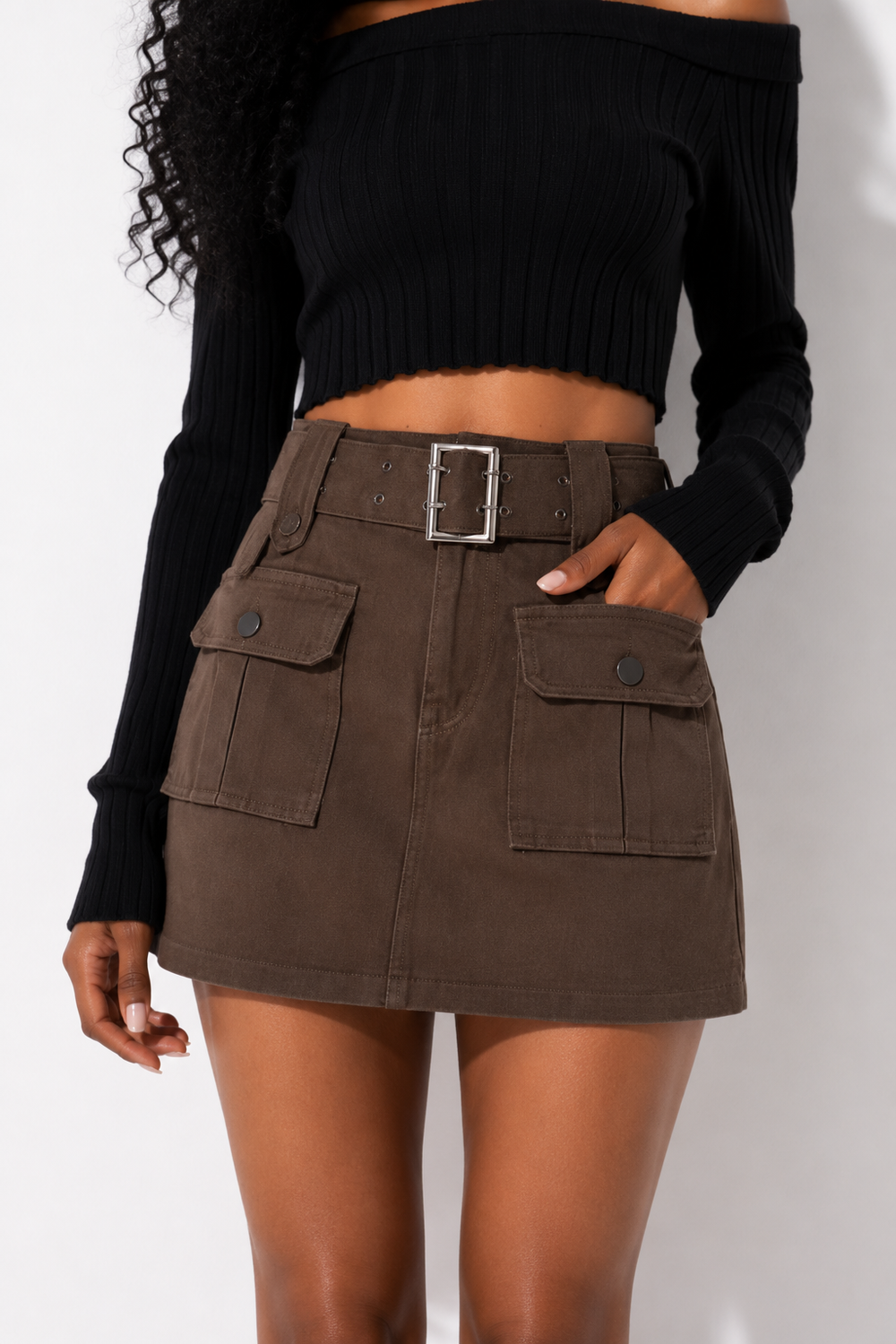 JUPE SHORT CARGO CHIC brun