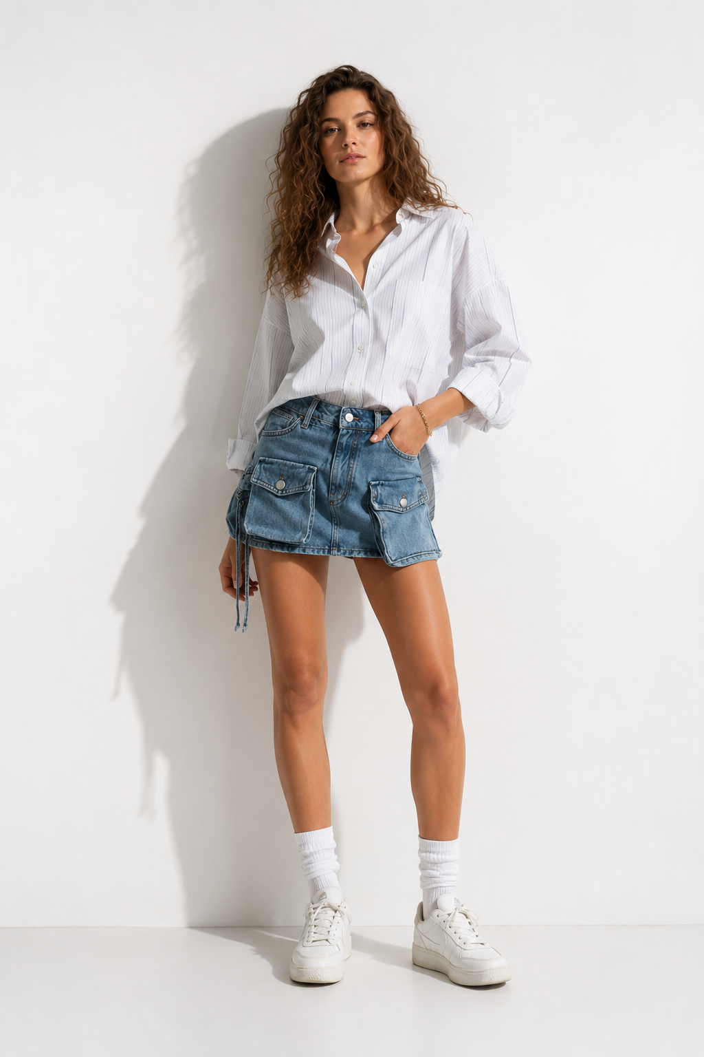 MINI JUPE CARGO EN JEAN