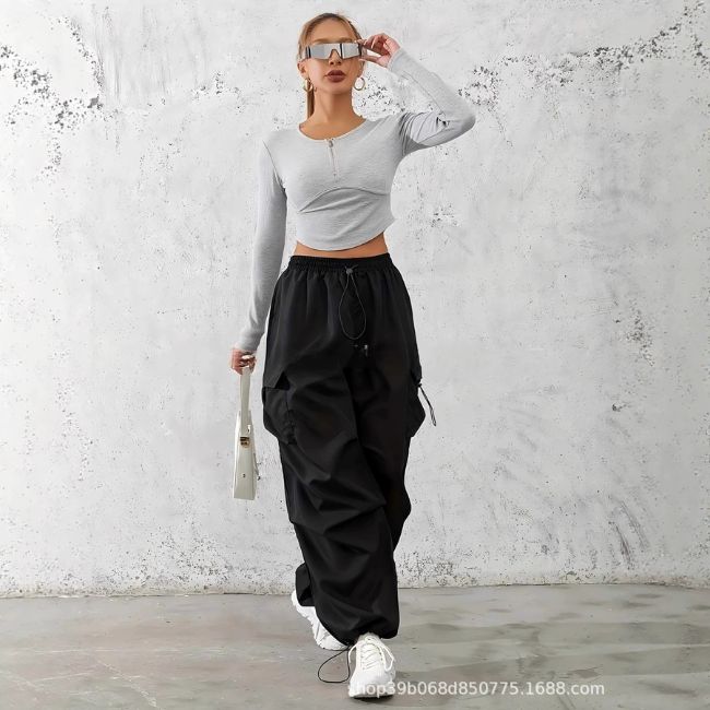 Pantalon cargo large femme 