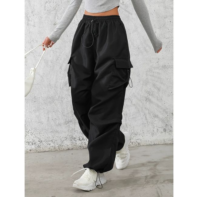 Pantalon cargo large femme  noir