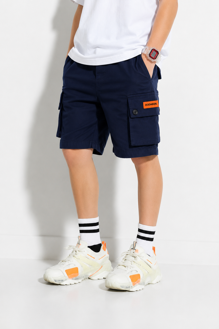 SHORT CARGO ENFANT GRANDES POCHES bleu marine