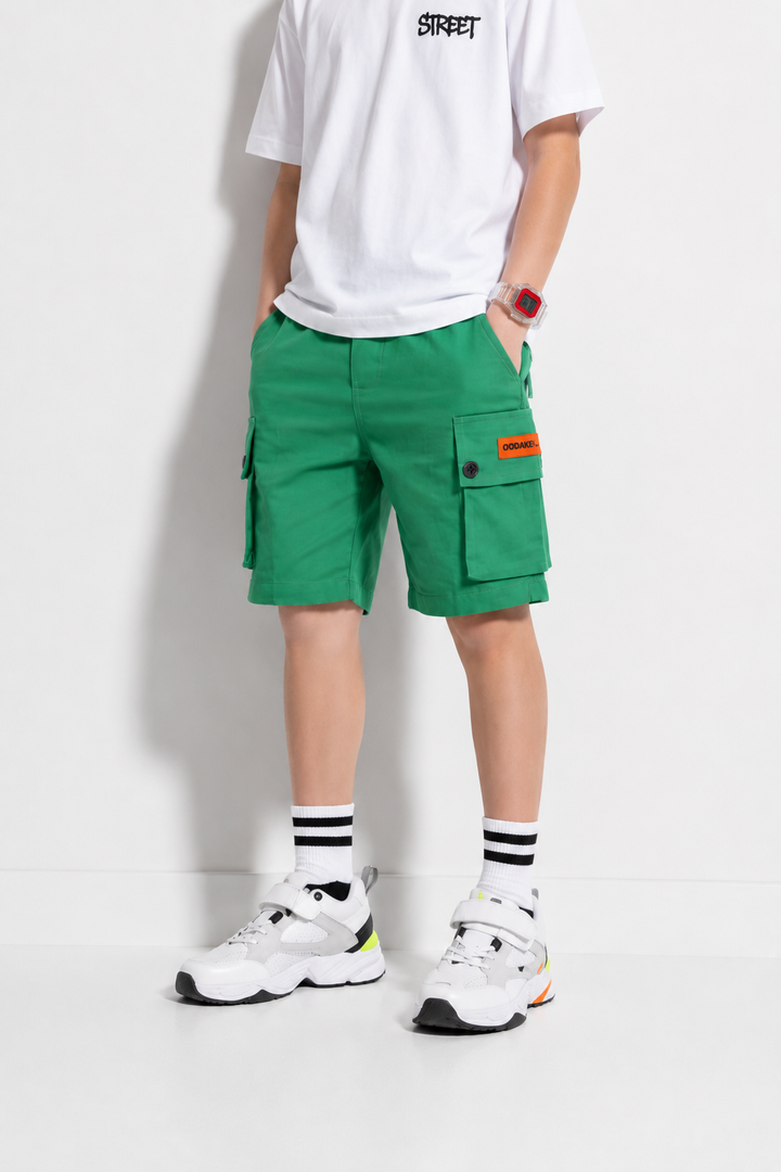 SHORT CARGO ENFANT GRANDES POCHES vert