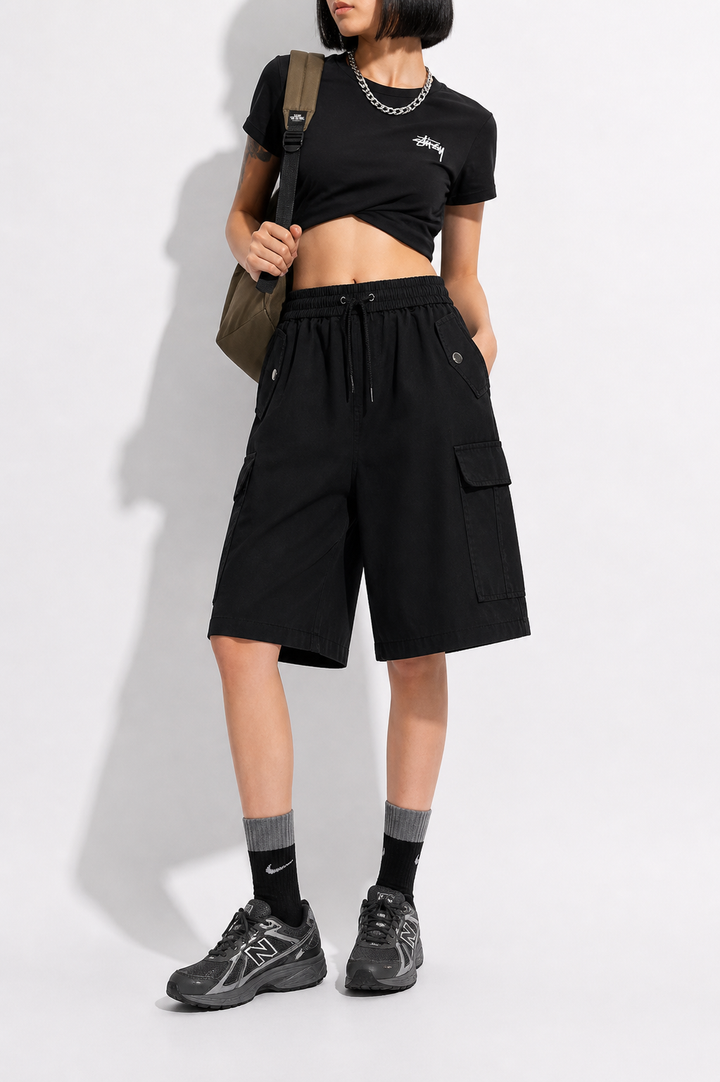 SHORT CARGO FEMME kaki OVERSIZE
