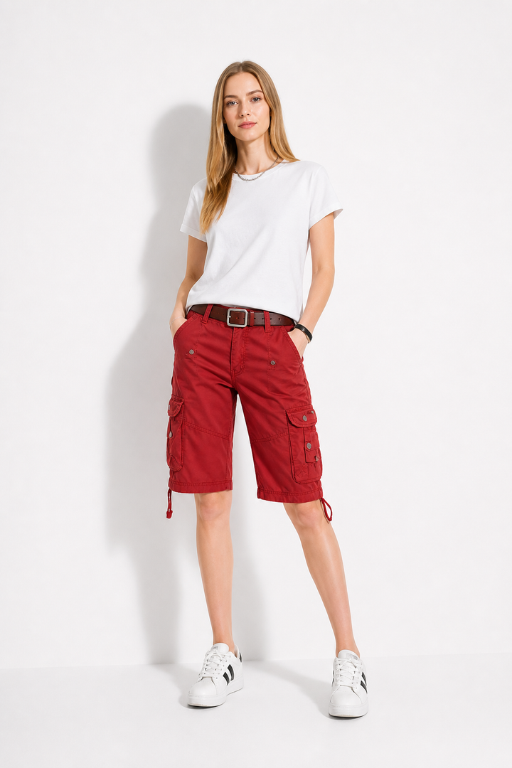 SHORT CARGO FEMME rouge CLASSIQUE