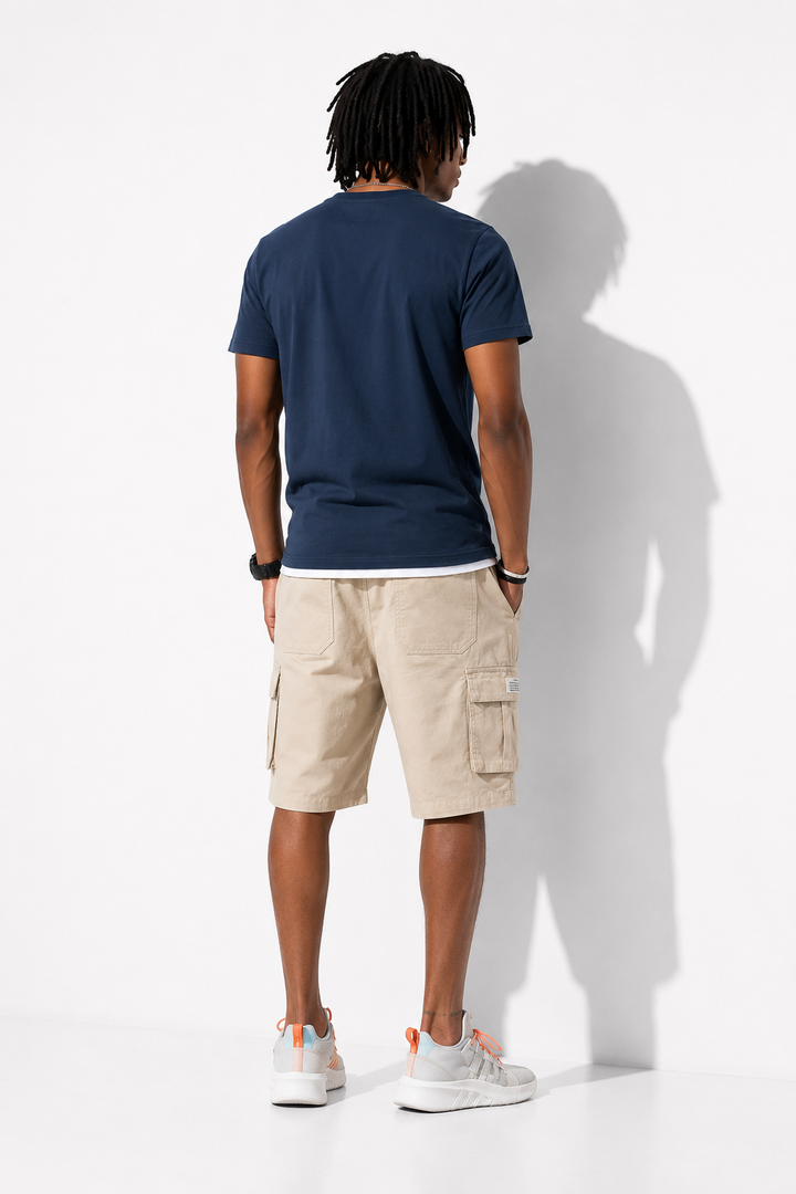 SHORT CARGO HOMME BEIGE urbain vue de dos