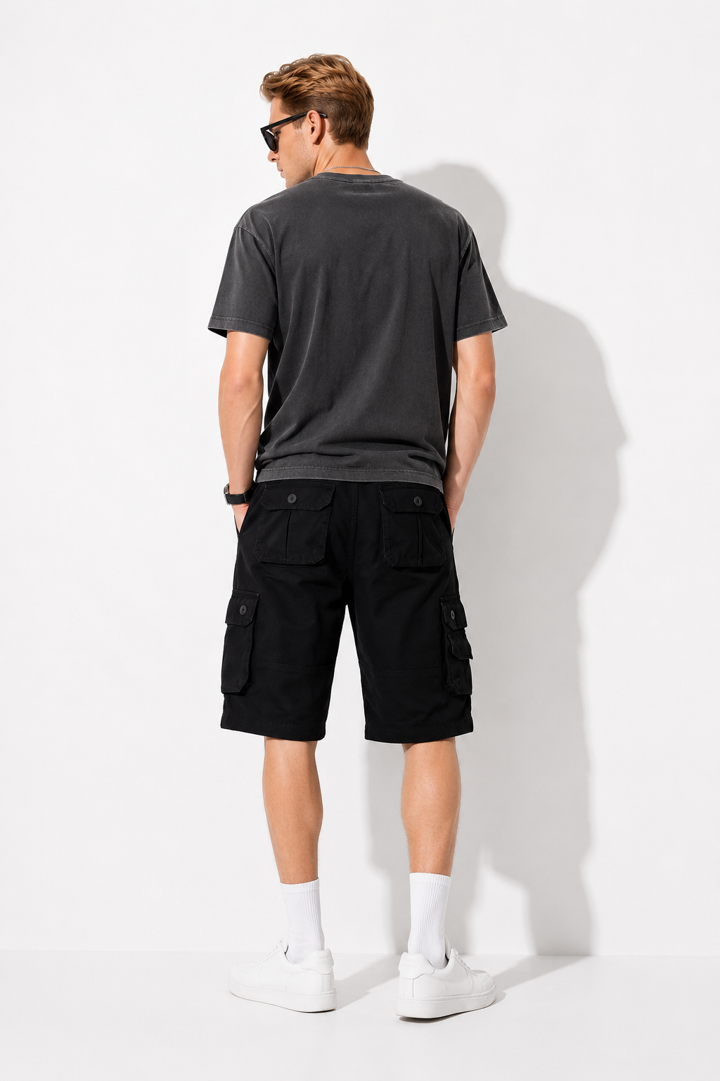 SHORT CARGO HOMME NOIR CASUAL de dos