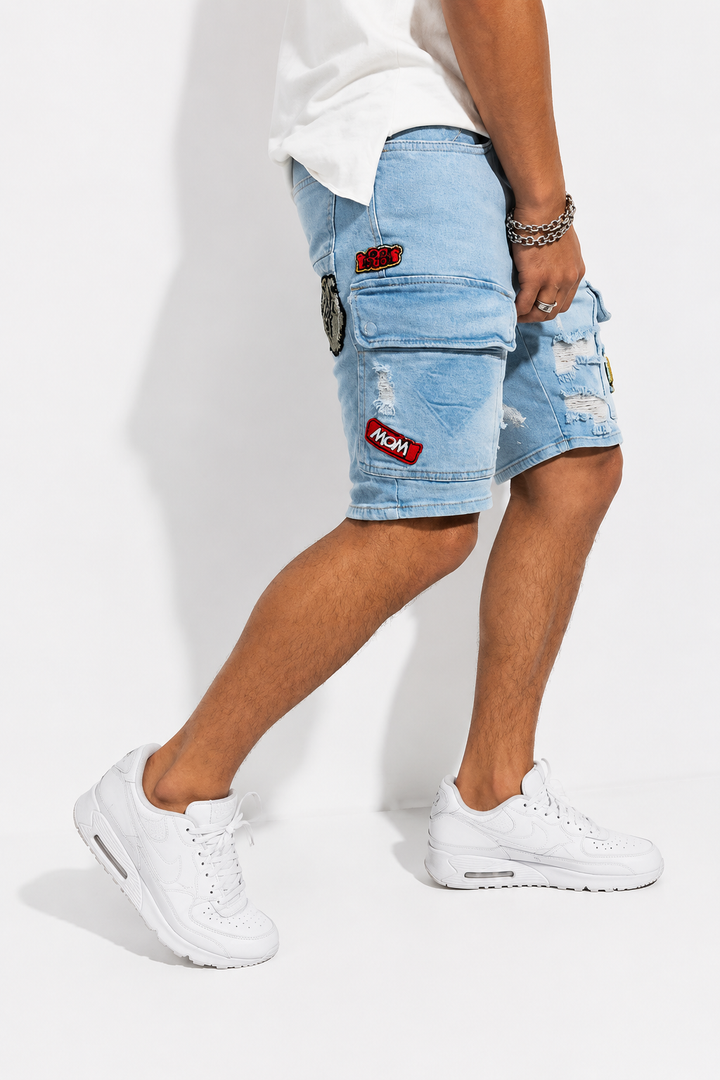 SHORT CARGO JEANS HOMME de profil