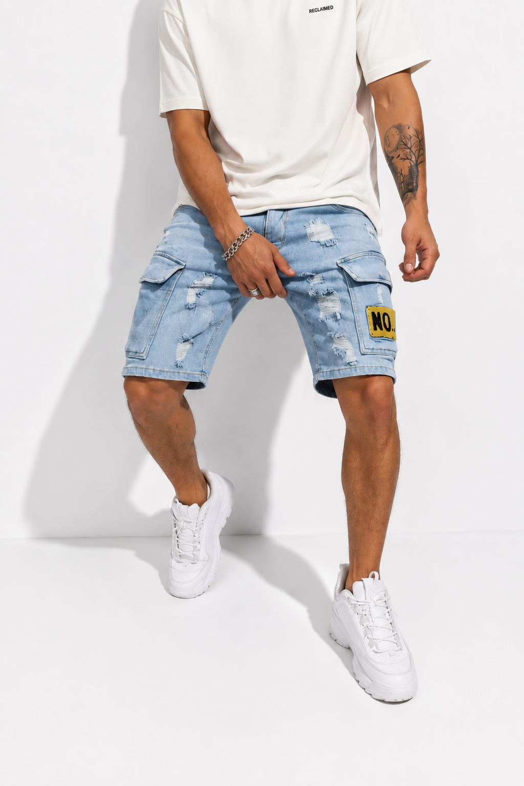 SHORT CARGO JEANS HOMME streetwear