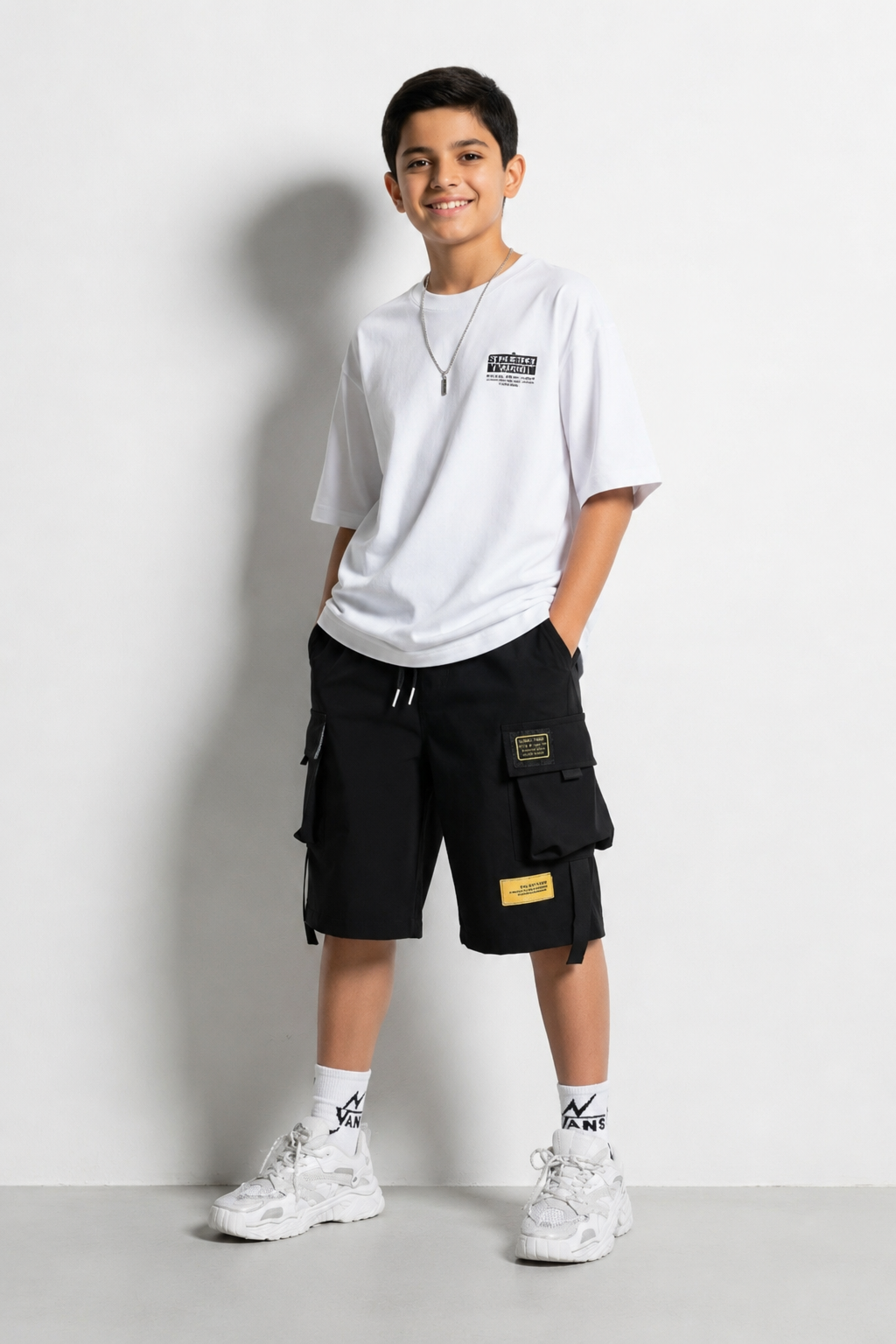Short cargo enfant noir sobiru
