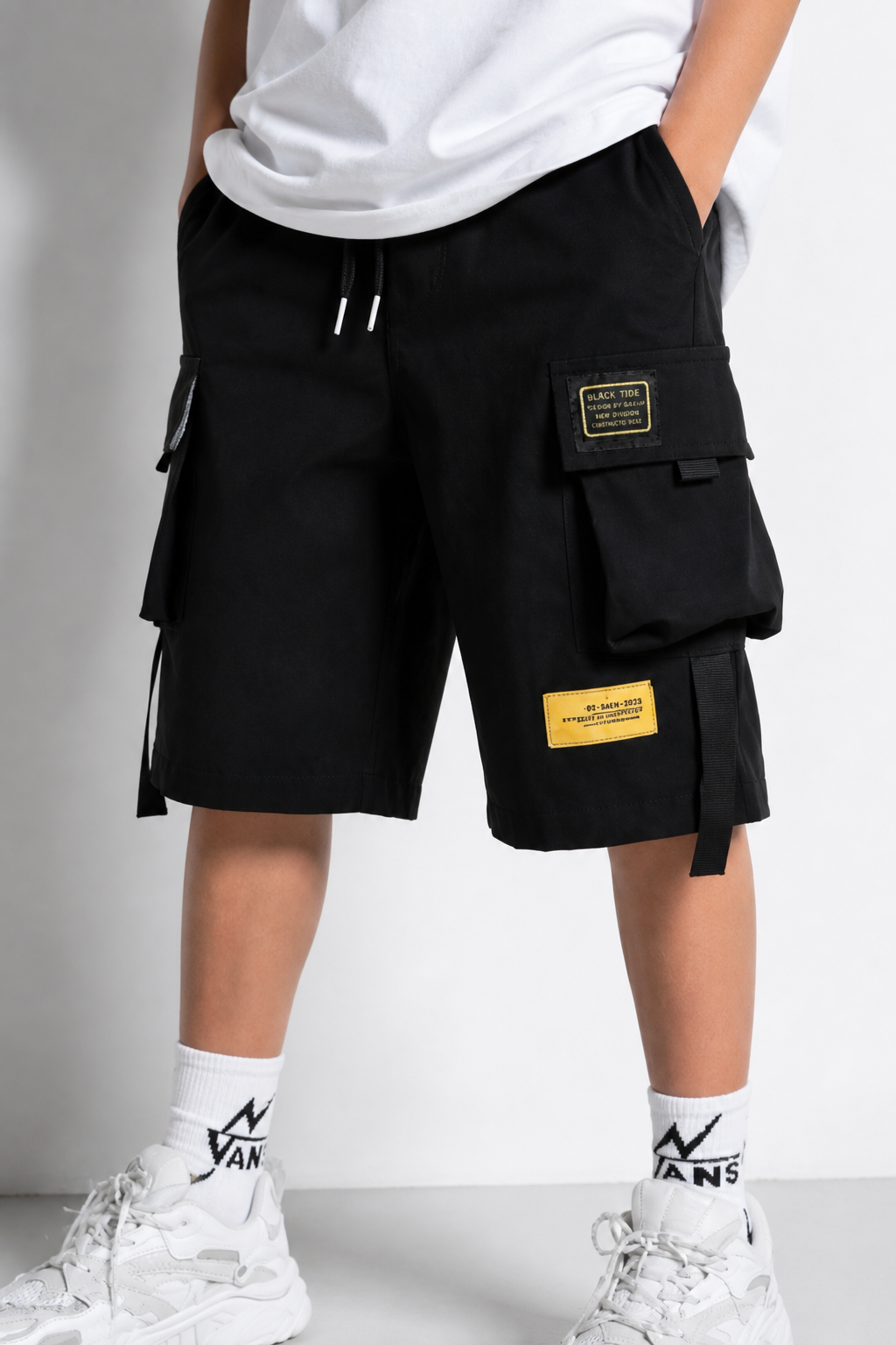 Short cargo enfant noir sobiru zoom