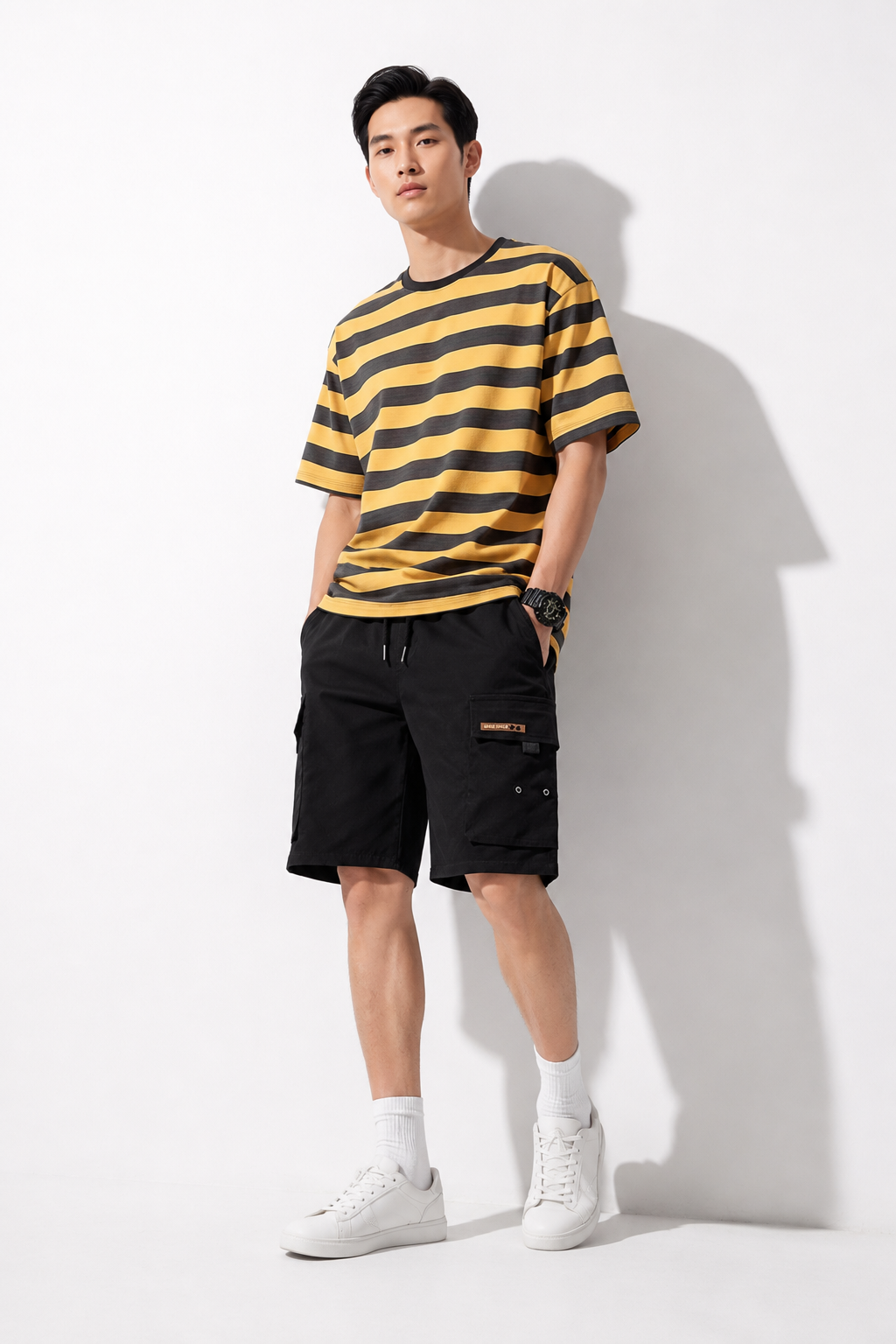 Short cargo noir détails casual