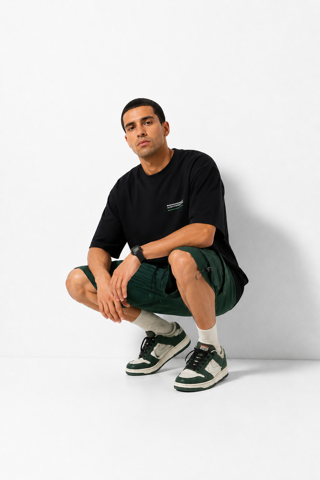 Short cargo skateur vert1