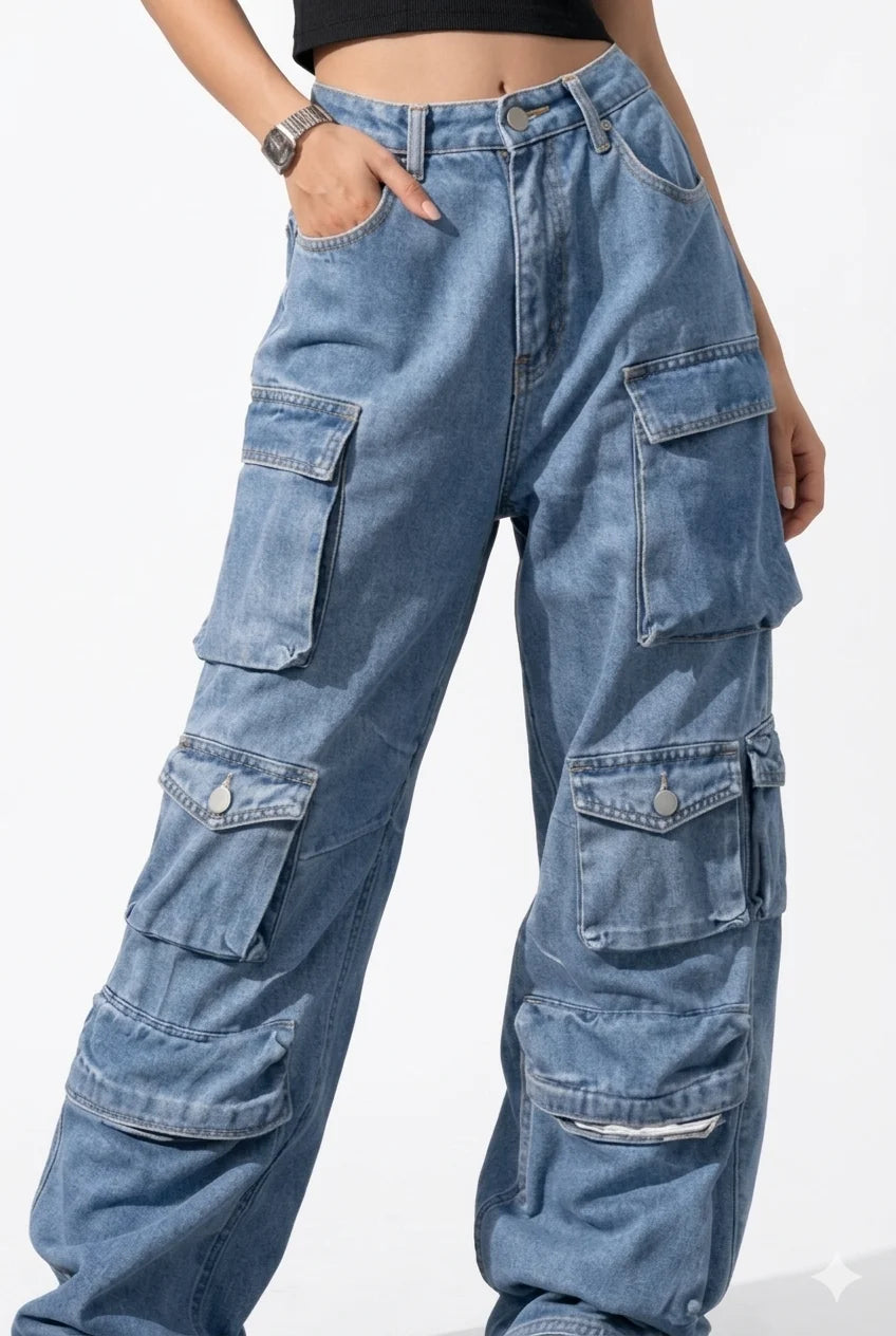Jean Cargo Délavé Femme | Cargo Styles