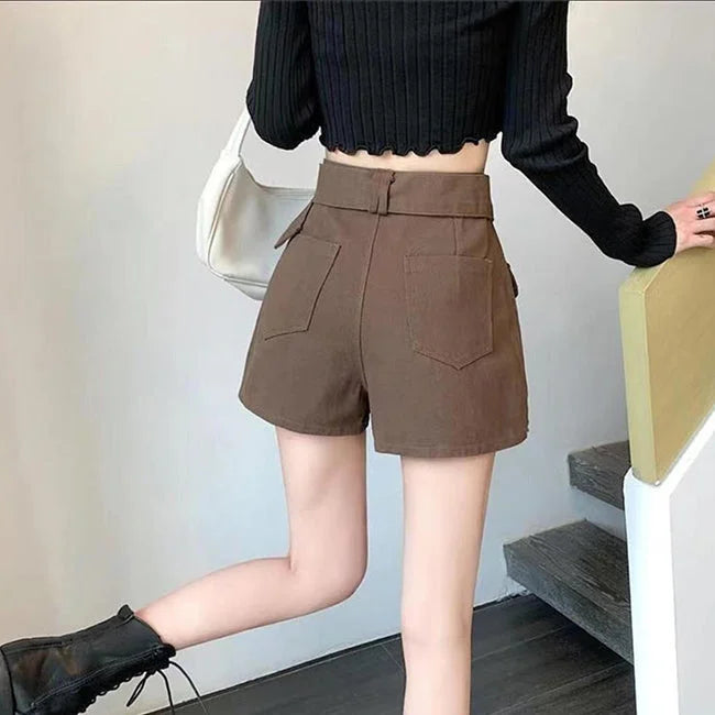 jupe short cargo marron