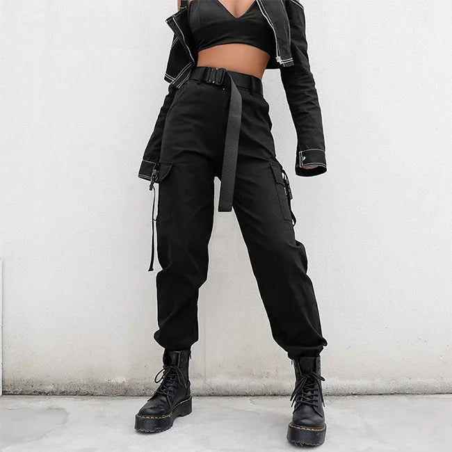 Pantalon cargo noir avec chaine sale