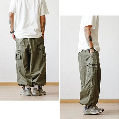 pantalon-cargo-baggy vert kaki