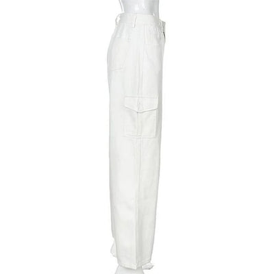 pantalon cargo blanc femme profil