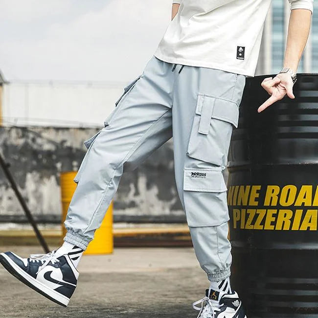 pantalon cargo bleu streetwear