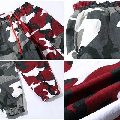 pantalon cargo camouflage rouge streetwear