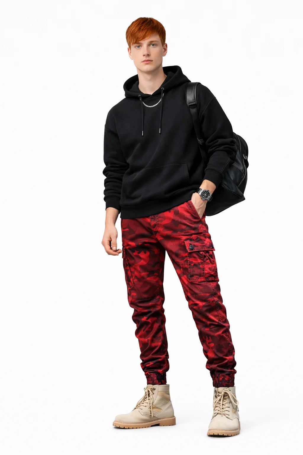 Pantalon Cargo Camouflage Rouge | Cargo Styles