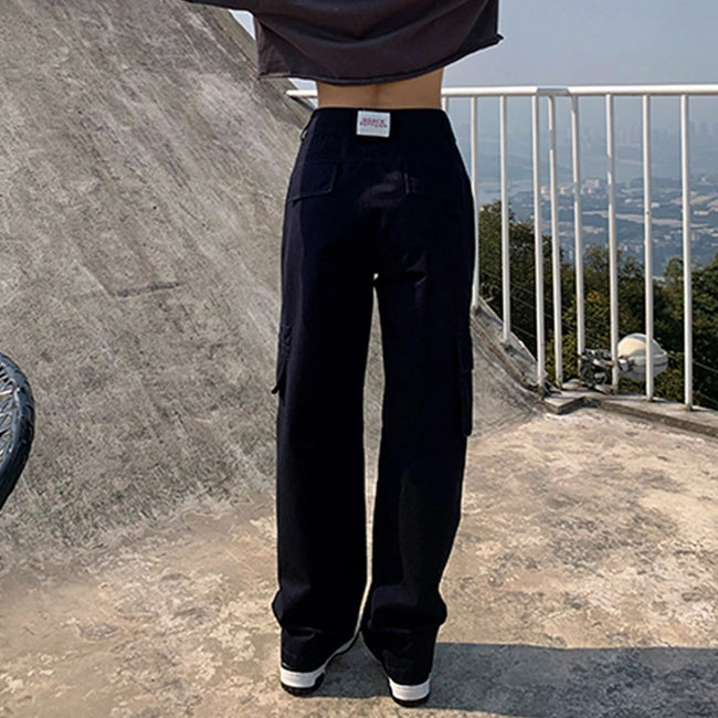 PANTALON CARGO JEAN FEMME BLEU MARINE