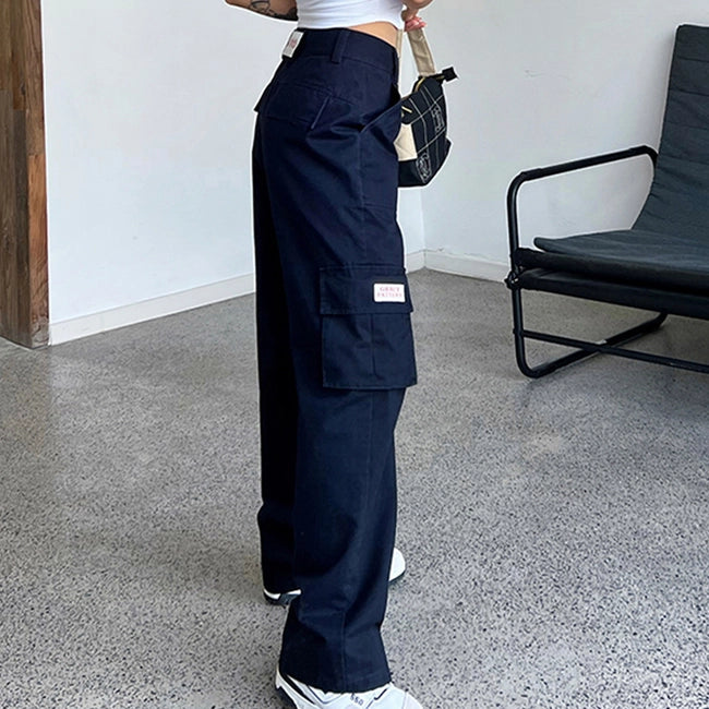 PANTALON CARGO JEAN FEMME BLEU MARINE