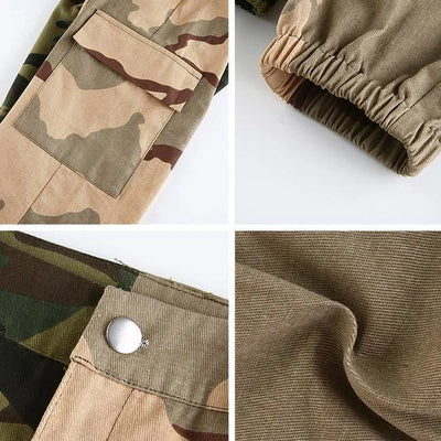 pantalon cargo femme camouflage détails