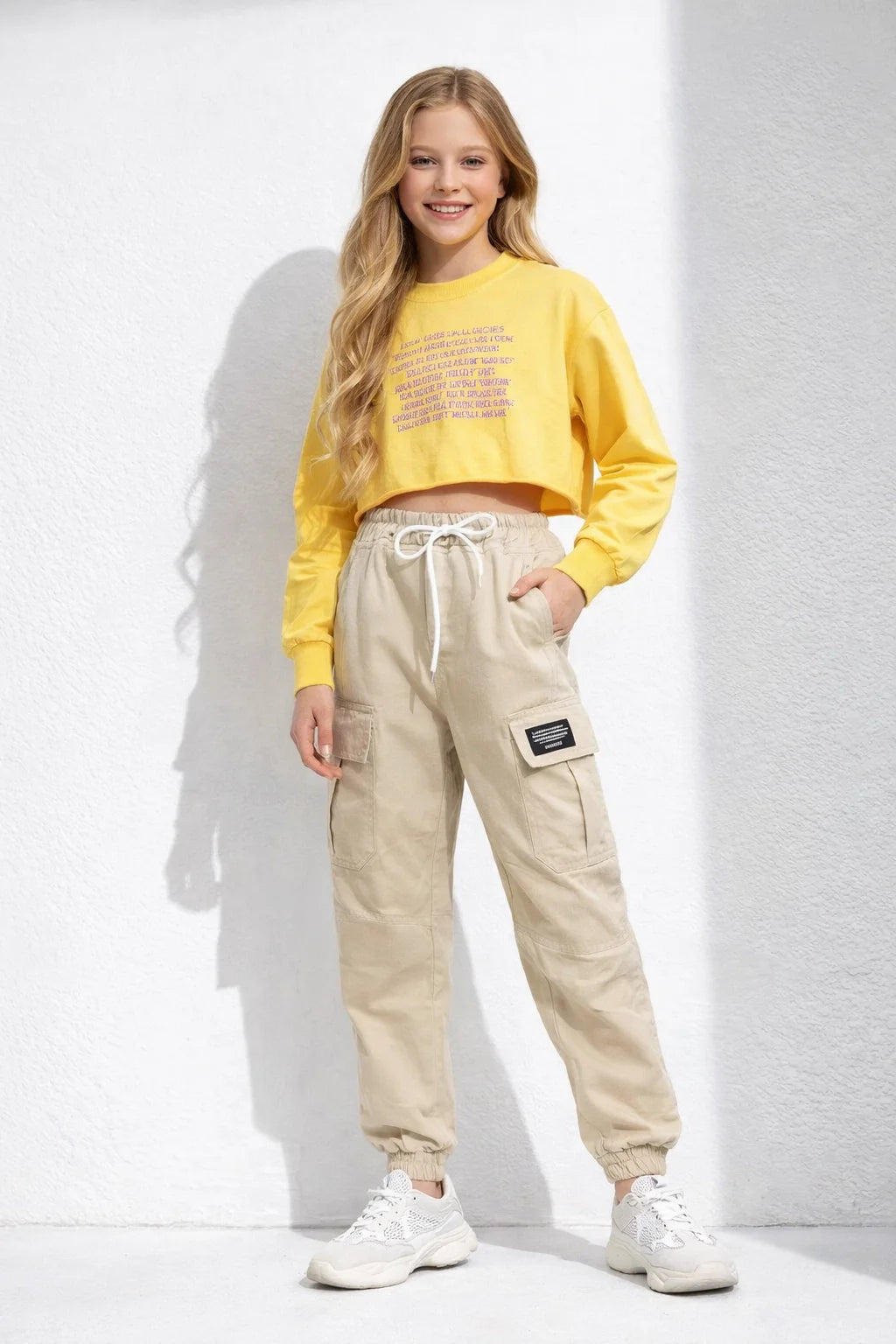 Pantalon cargo uni fille (XXS-M Pantalon cargo uni fille (XXS-M