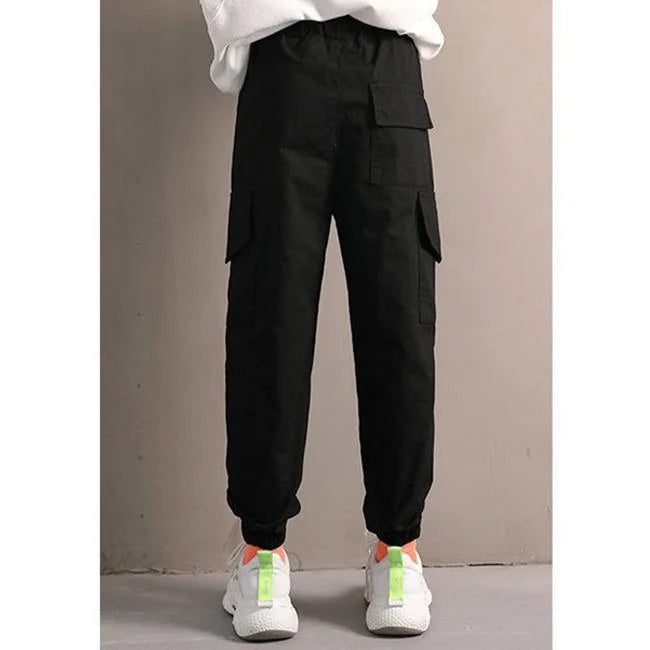 pantalon cargo fille noir de dos