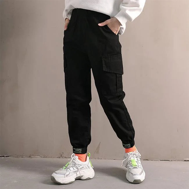 pantalon cargo fille noir