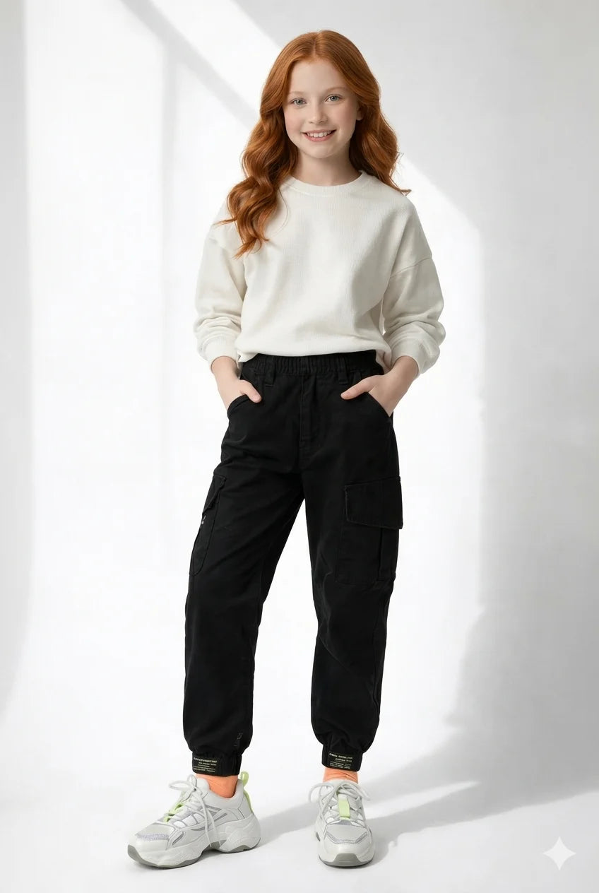 Pantalon Cargo Fille Noir | Cargo Styles