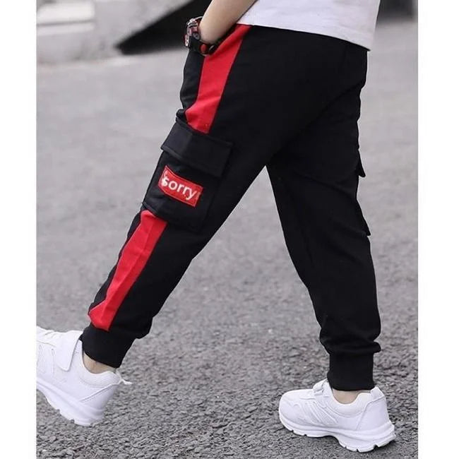 pantalon cargo garçon 12 ans rouge de dos