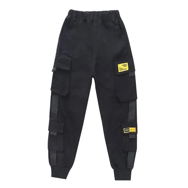 pantalon cargo 14 ans noir de face